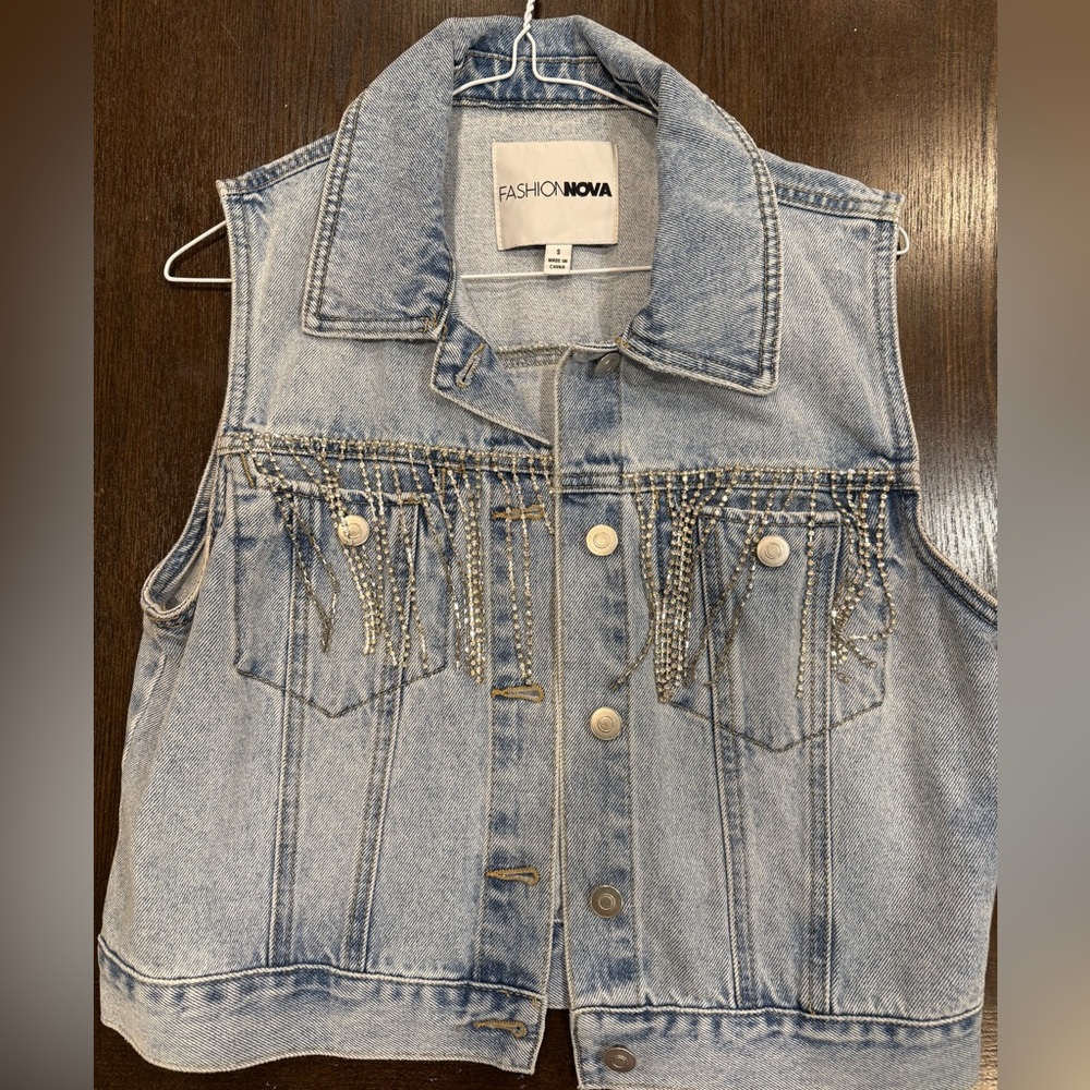 Fashion Nova Embellished Trucker Vest